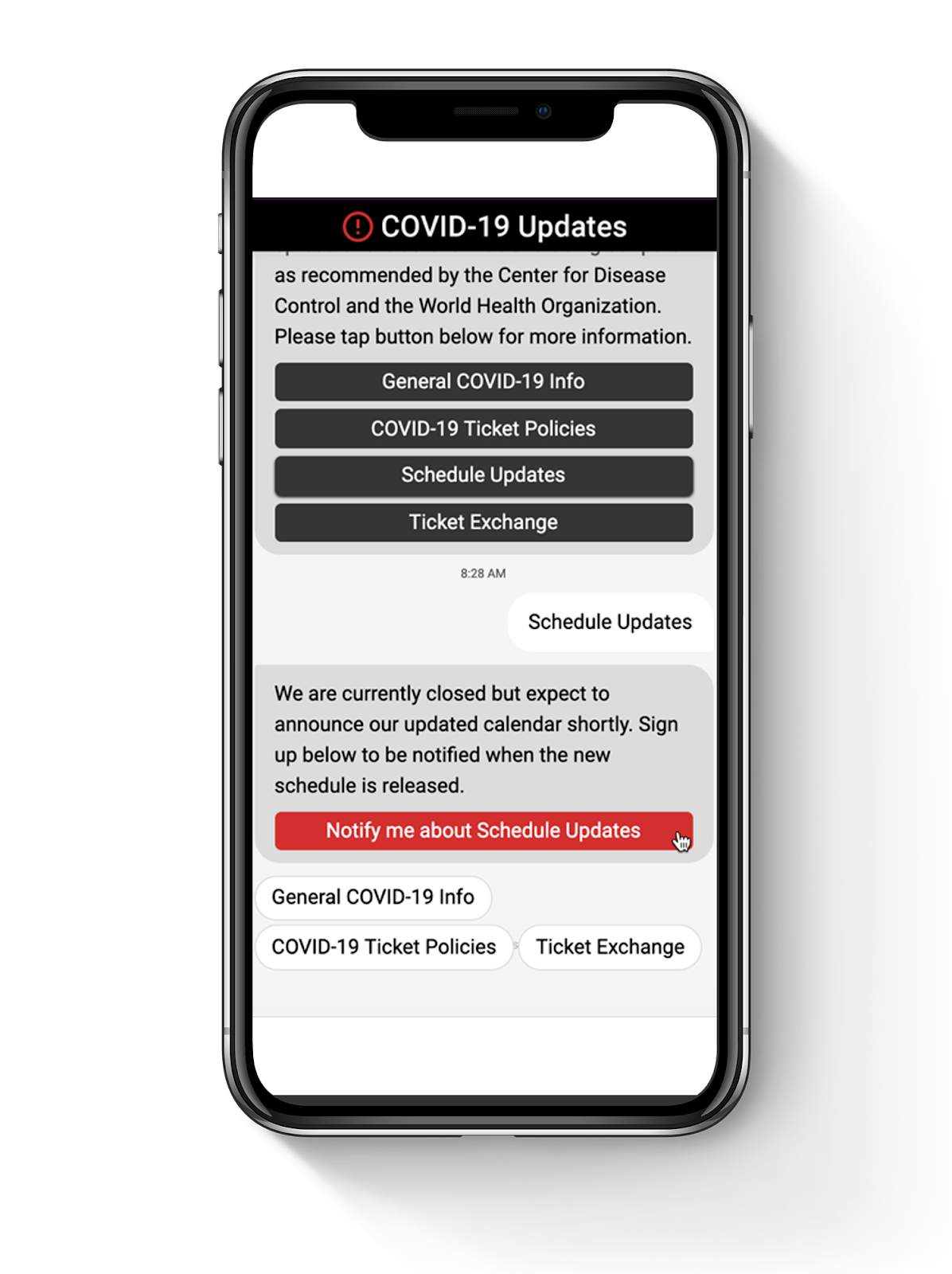COVID 19 Updates on mobile device