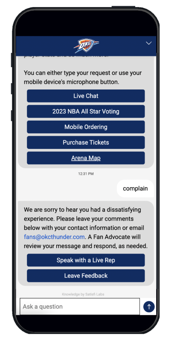 collecting contact information from the user using Satisfi Labs