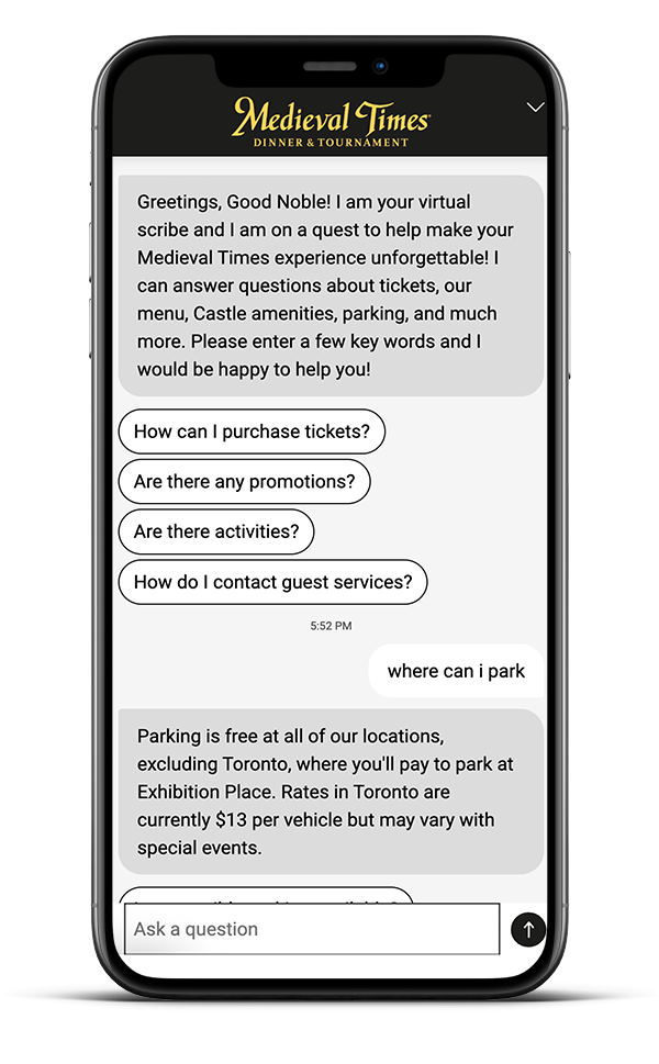 Medieval Times Artificial Intelligence Assistant