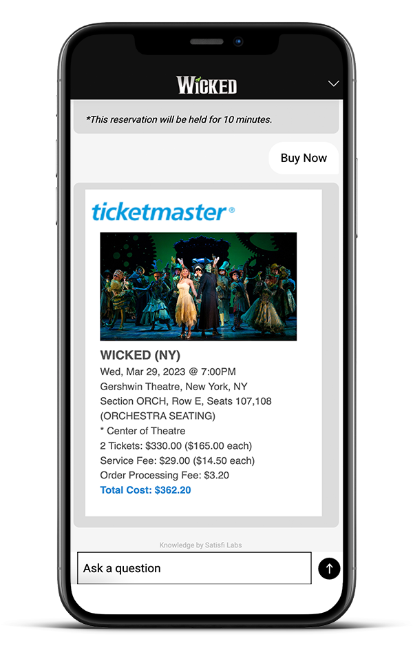 Wicked / TicketMaster AI Assitant<br />
