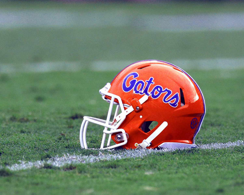 A Florida Gators Helmet on the grass