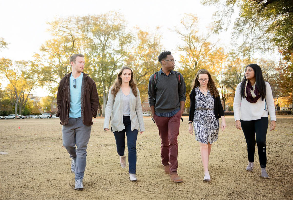 Group of University of Alabama Students Walking on Campus